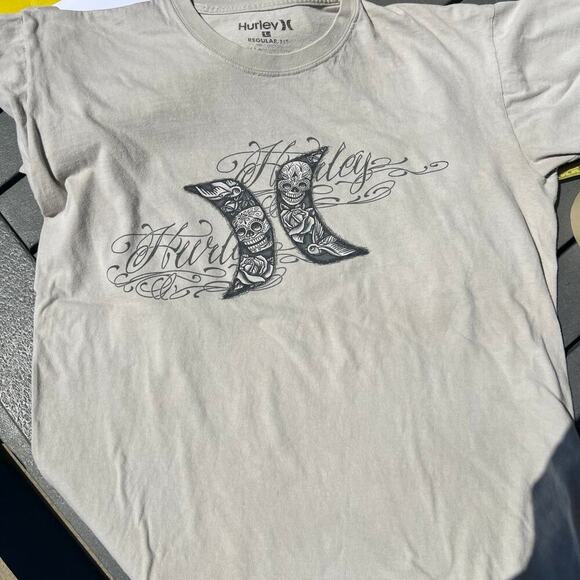 Hurley skull mens L Regular Fit T-shirt, gray - Picture 4 of 7
